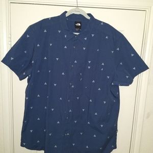 The North Face Blue White Trees Short Sleeve Button Up Shirt Men’s sz XXL.